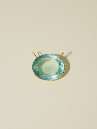 Atlantas Aquamarine East West Oval Cut Charm in Yellow 14k Gold