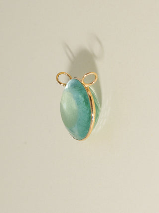 Atlantas Aquamarine East West Oval Cut Charm in Yellow 14k Gold