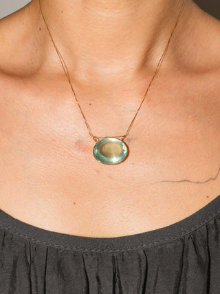 Atlantas Aquamarine East West Oval Cut Charm in Yellow 14k Gold