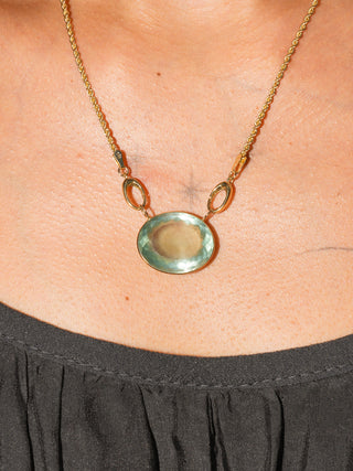 Atlantas Aquamarine East West Oval Cut Charm in Yellow 14k Gold