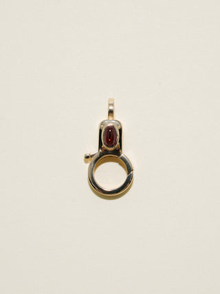 Garnet Jelly Lobby Clasp in Yellow 14k Gold