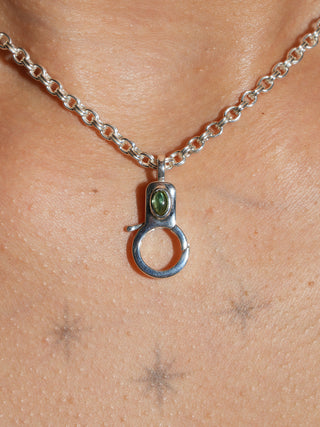 Green Tourmaline Lobby Clasp in Sterling Silver