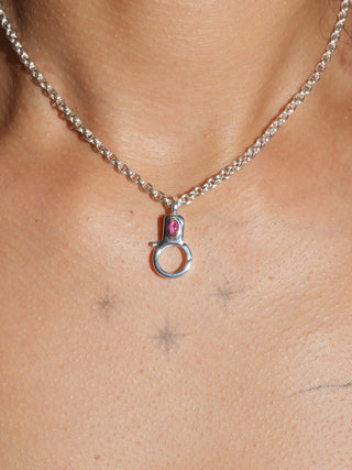 Pink Tourmaline Jelly Lobby Clasp in Sterling Silver