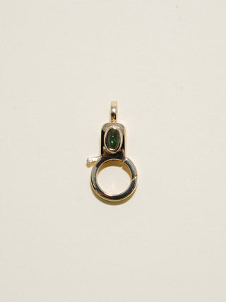 Green Tourmaline Jelly Lobby Clasp in Yellow 14k Gold
