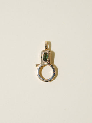Green Tourmaline Jelly Lobby Clasp in Yellow 14k Gold