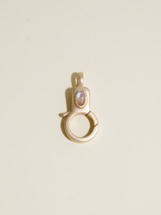 Moonstone Jelly Lobby Clasp in Sandblasted Yellow 14k Gold