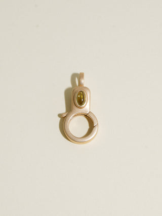 Peridot Jelly Lobby Clasp in Sandblasted Yellow 14k Gold