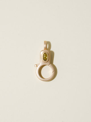 Peridot Jelly Lobby Clasp in Sandblasted Yellow 14k Gold