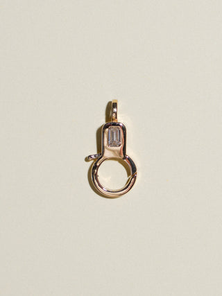 White Diamond Lobby Clasp in Yellow 10k Gold
