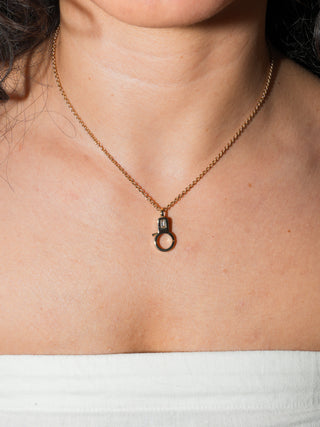 White Diamond Lobby Clasp in Yellow 10k Gold