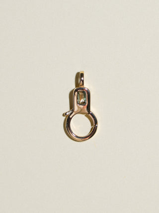 Green Sapphire Lobby Clasp in Yellow 14k Gold