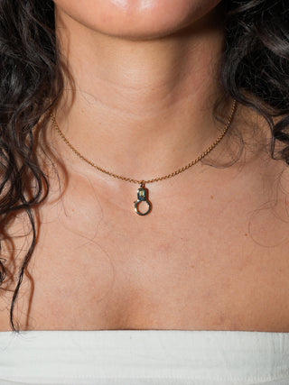 Green Sapphire Lobby Clasp in Yellow 14k Gold