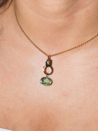 Green Sapphire Lobby Clasp in Yellow 14k Gold