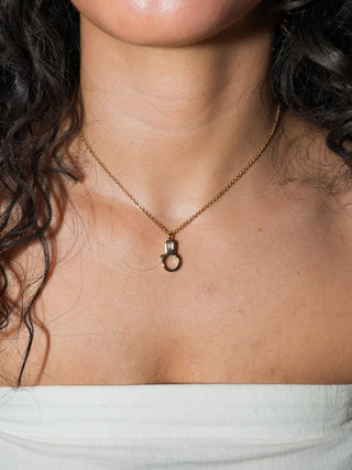 White Diamond Lobby Clasp in Yellow 14k Gold