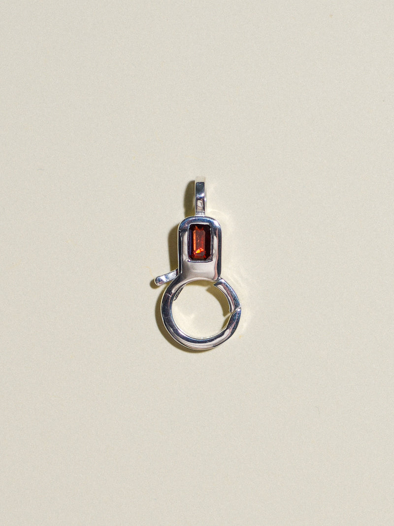 Garnet Lobby Clasp in Sterling Silver