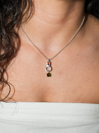 Garnet Lobby Clasp in Sterling Silver
