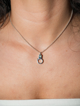Green Sapphire Lobby Clasp in Sterling Silver