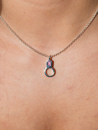 Pink Sapphire Lobby Clasp in Sterling Silver