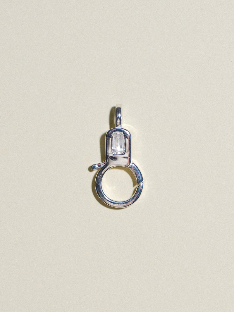 White Topaz Lobby Clasp in Sterling Silver