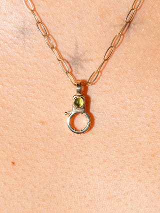 Green Tourmaline Mini Jelly Lobby Clasp in Gold Vermeil