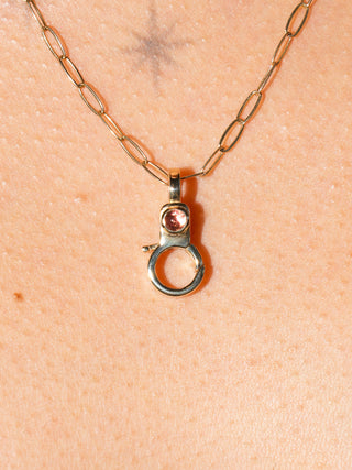 Pink Tourmaline Mini Jelly Lobby Clasp in Yellow 14k Gold