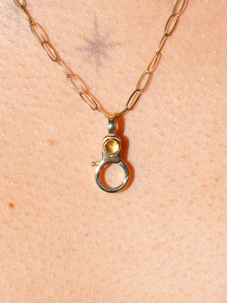 Citrine Mini Jelly Lobby Clasp in Yellow 14k Gold