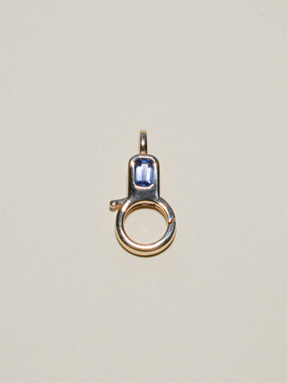 Blue Sapphire Lobby Clasp in Yellow 14k Gold