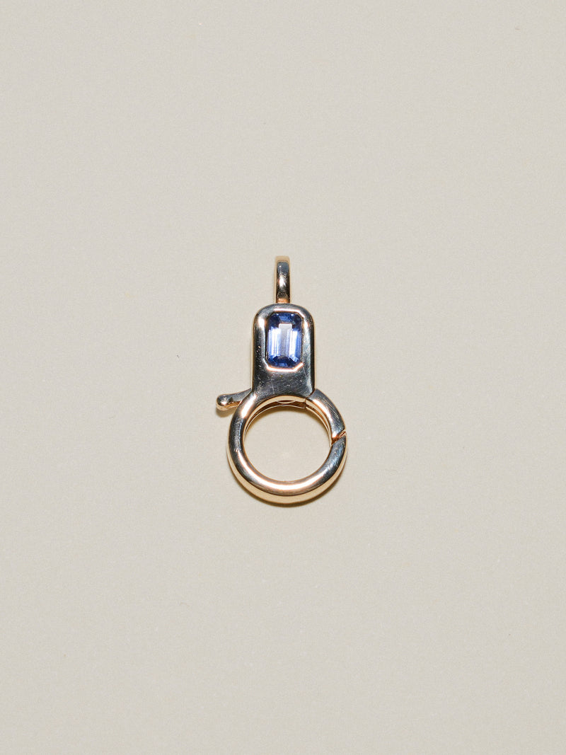 Blue Sapphire Lobby Clasp in Yellow 14k Gold