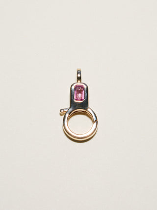 Pink Sapphire Lobby Clasp in Yellow 14k Gold