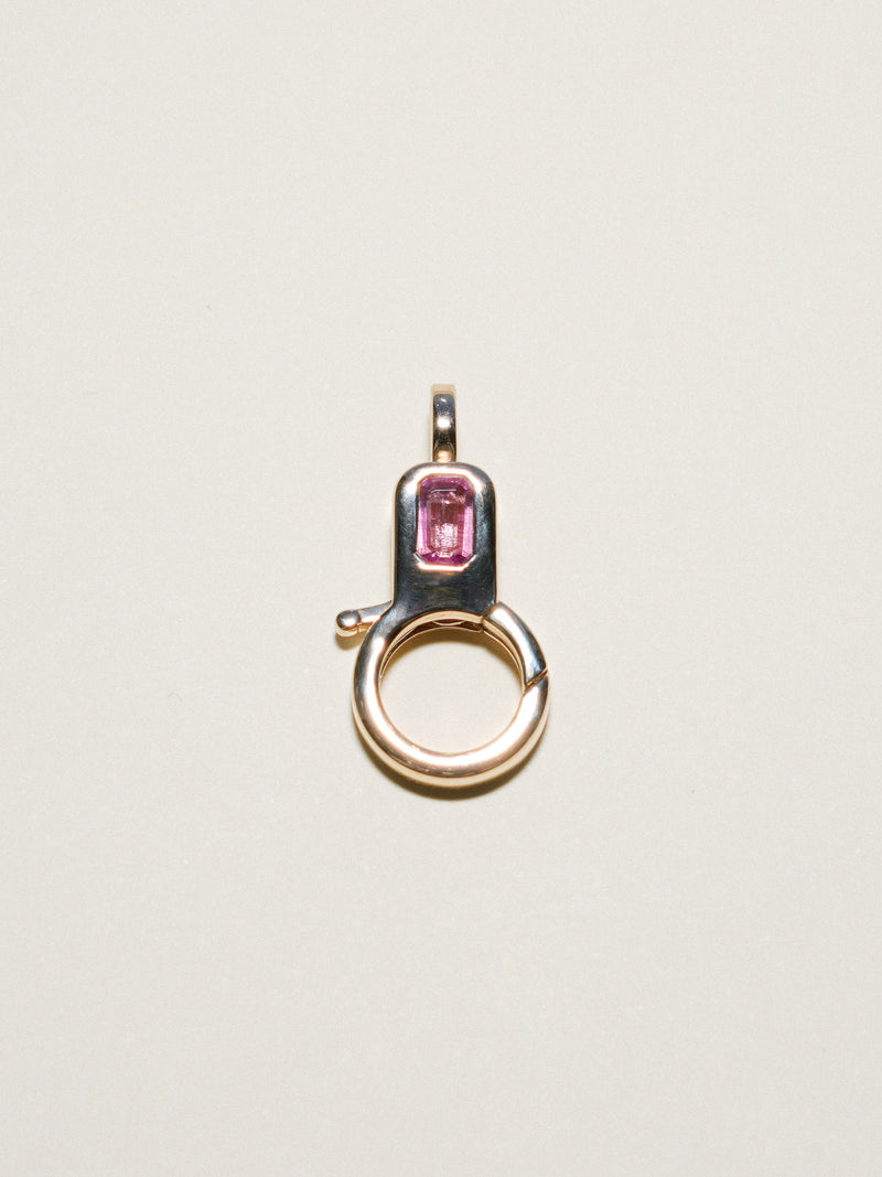 Pink Sapphire Lobby Clasp in Yellow 14k Gold
