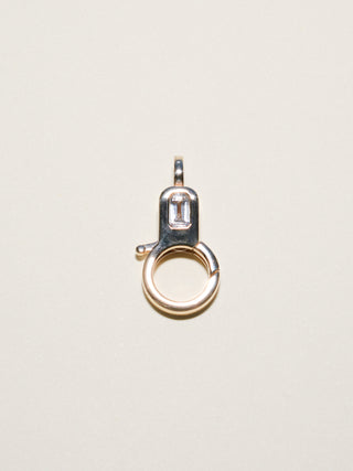 White Topaz Lobby Clasp in Yellow 14k Gold