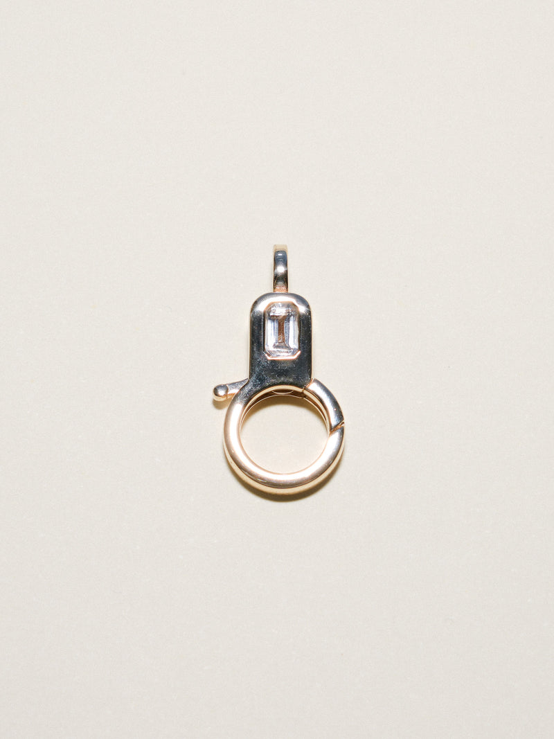 White Topaz Lobby Clasp in Yellow 14k Gold