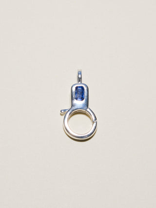 Blue Sapphire Lobby Clasp in Sterling Silver