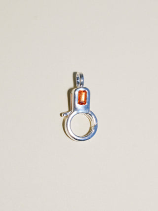 Orange Sapphire Lobby Clasp in Sterling Silver
