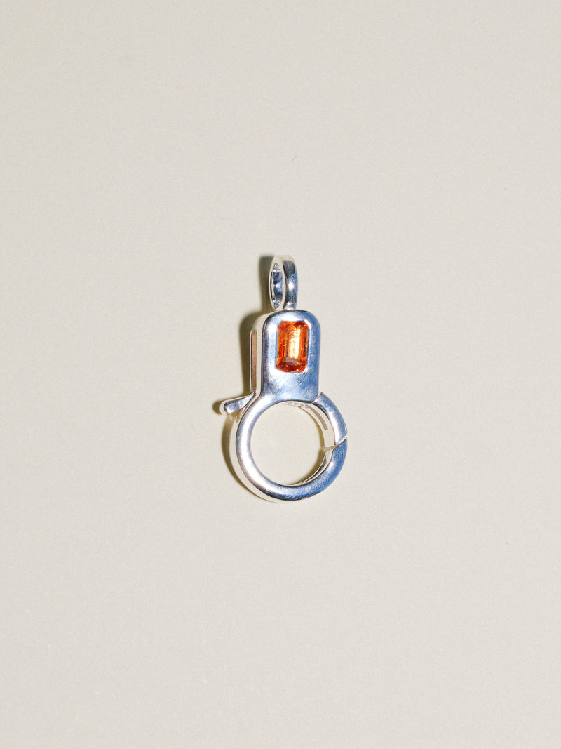Orange Sapphire Lobby Clasp in Sterling Silver