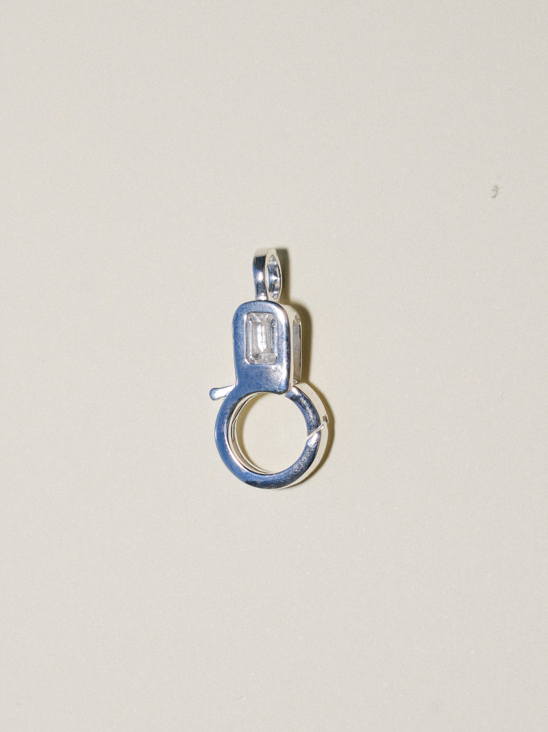 White Topaz Lobby Clasp in Sterling Silver
