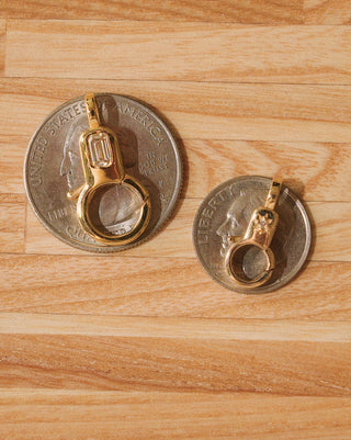 White Diamond Lobby Clasp in Satin Yellow 14k Gold