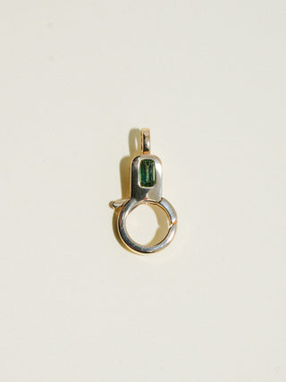 Green Tourmaline Lobby Clasp in Yellow 10k Gold