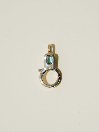 Green Tourmaline Lobby Clasp in Yellow 10k Gold