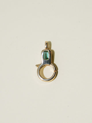 Green Tourmaline Lobby Clasp in Yellow 10k Gold