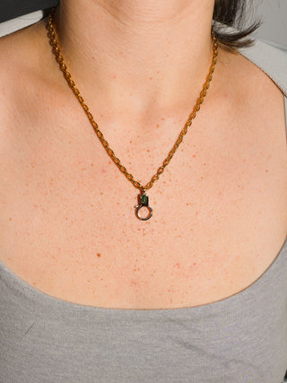 Green Tourmaline Lobby Clasp in Yellow 10k Gold