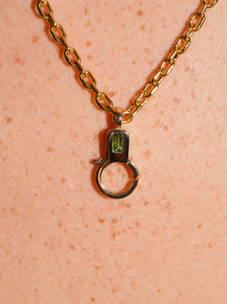 Green Tourmaline Lobby Clasp in Yellow 10k Gold