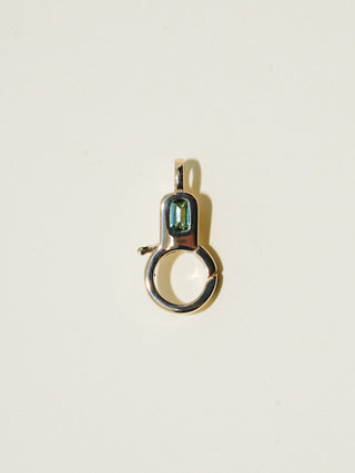 Green Tourmaline Lobby Clasp in Yellow 10k Gold