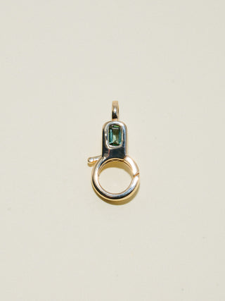Green Tourmaline Lobby Clasp in Yellow 10k Gold