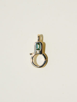 Green Tourmaline Lobby Clasp in Yellow 10k Gold