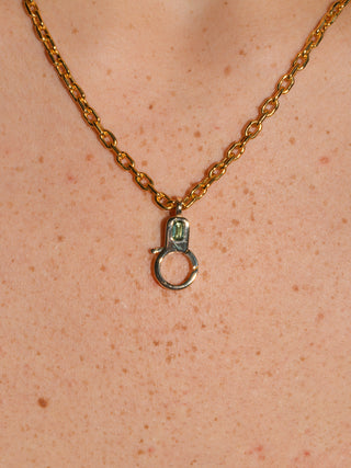 Green Tourmaline Lobby Clasp in Yellow 10k Gold