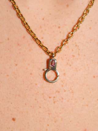Pink Tourmaline Lobby Clasp in Yellow 10k Gold