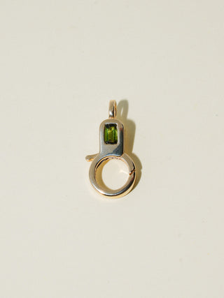 Green Tourmaline Lobby Clasp in Yellow 10k Gold