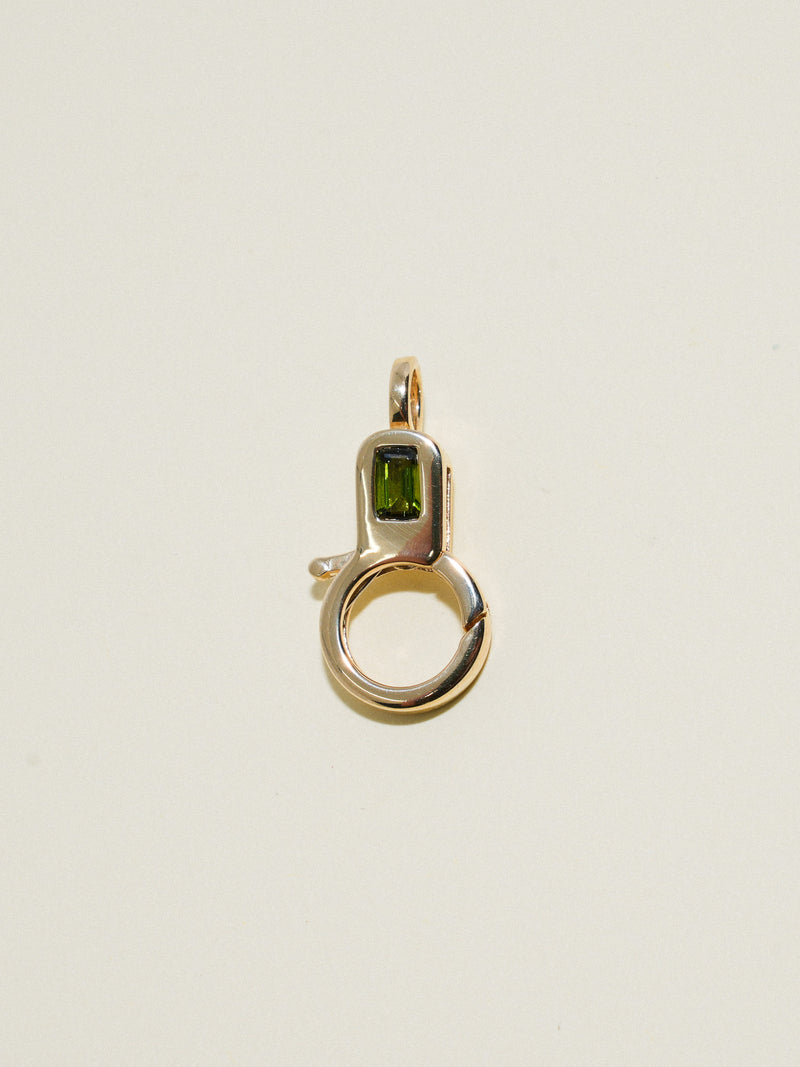 Green Tourmaline Lobby Clasp in Yellow 10k Gold