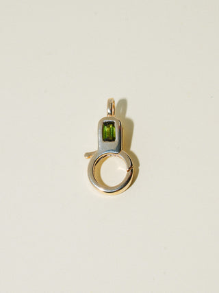 Green Tourmaline Lobby Clasp in Yellow 10k Gold
